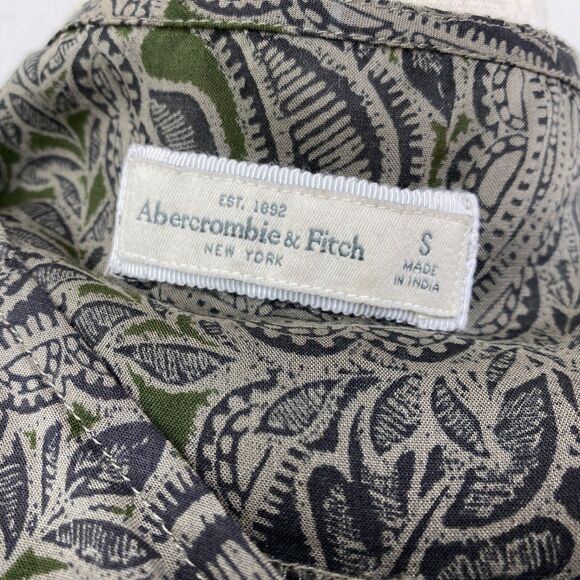 Abercrombie & Fitch Olive Green Paisley Blouse SM Fairy Goth Boho Cold Shoulder - Picture 10 of 10